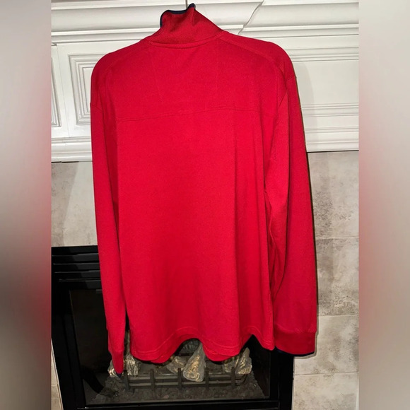 IZOD Men's 1/4 Zip Sweater Performance Wicking UPF-15 Pull Over Red Navy XL - Picture 2 of 7